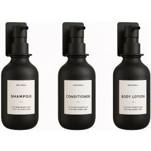 Molimoli Soap Dispenser, Bathroom Soap Dispenser Set, Glass Dispenser, Soap Dispenser for Kitchen, Kitchen Soap Dispenser Pump, 500ml/16.9 Oz, Set of 3, Black