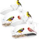 2 Pack Window Bird Feeders with Strong Suction Cups Acrylic Clear Bird Feeder for Window Viewing Large Window Bird House Wild Bird Watching Gift for Outside Outdoor Garden Decor