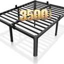  18 Inch Queen Bed Frame with Rounded Corner and Headboard Hole Mattress Retainers 3500LBS Metal Heavy Duty Steel Slats No Box Spring Needed Platform Noise-Free Easy Assembly