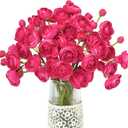 Letjolt Ranunculus Artificial Flower ROSEO Pink Silk Flowers Faux DIY Bouquet for Wedding Engagement Centerpieces Arrangements Bridal Shower Decorations Home Decor 18pcs
