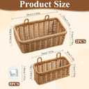 Set of 2 Wall Hanging Baskets, Boho Style Hand-Woven Hanging Storage Basket, Plastic Woven Baskets with Hangers for Kitchen Home Decor Bathroom Living Room (Light Brown, Imitation Rattan Plastic)