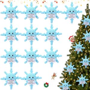 12 Pcs Crochet Teacher Appreciation Gifts Bulk Handmade Crochet Snowflakes with Positive Cards for Women Staff Coworkers Team Birthday Party Favors Stocking Stuffers Office Decor Gifts