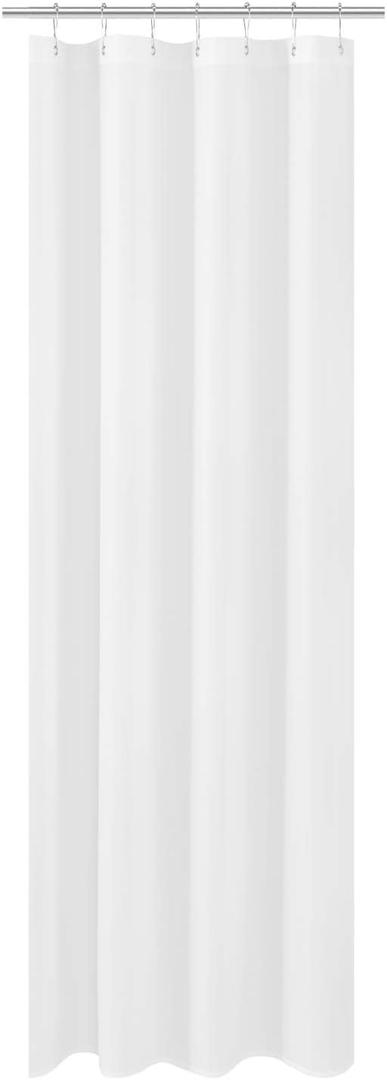 N&Y HOME Fabric Small Stall Shower Curtain Liner Extra Long 36 x 84 inches, Hotel Quality, Washable, Water Repellent, White Bathroom Curtains with Grommets, 36x84