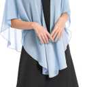 Shawls and Wraps for Evening Dresses Sheer Chiffon Women Elegant Soft Silky Scarf Scarve Wedding Bridal Stole (Blue)