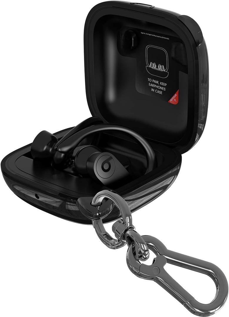 Silicone Case Cover Compatible with Powerbeats Pro, Full Protective Shockproof Anti-Slip Silicone Case for Beats Powerbeats Pro Case (Black Edge-Black)