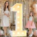 Pooqla 4 FT Light Up Numbers, Giant Marquee Numbers 1 for 1st 16th 21st Birthday Decorations, Pre-Cut Frame Lighted Number 4 Feet Tall for Balloons Anniversary Wedding Party Decorations, Number 1