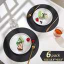Faux Leather Black Placemats, 13.5" Wipe Clean Stain-Proof Non-Slip Heat Resistant Round Placemats Set of 6, Dining Table Mats for Kitchen Table Plate