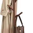 Wooden Coat Rack Freestanding with 8 Hooks & 3 Adjustable Sizes for Clothes, Space-Saving Design for Bedroom Office Entrance Holds Hats Coats Scarves Bags (1PC, Brown)