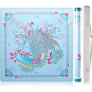 Mahjong Mat, Light Blue, 33x33 Inch, 3mm Thick, in Clear Tube, 33in×33in×0.12in