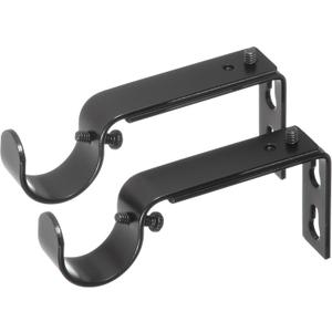Ivilon Adjustable Brackets for Curtain Rods - for 1 or 1 1/8 Inch Rods. Set of 2 - Black
