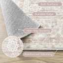 Pink Area Rug for Living Room Low Pile Soft 8 x 10 Carpet with Non Slip Washable Neutral Boho Floral Rugs for Hardwood Floor Protector Extra Large Area Rugs 8x10 for Big Nursery Bedroom Livingroom
