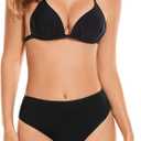OVRUNS Period Swimwear Bikini Menstrual Leakproof Swim Bottoms Waterproof UV 50+ Light Flow for Teens Girls Women (Black, S)