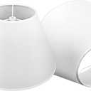 White Lamp Shades Set of 2, No Assembly Required Medium Lampshade 6" Top x 12" Bottom x 8" High, Replacement Lamp Shades for Table Lamps, Floor Lamps, Metal Spider Fitter