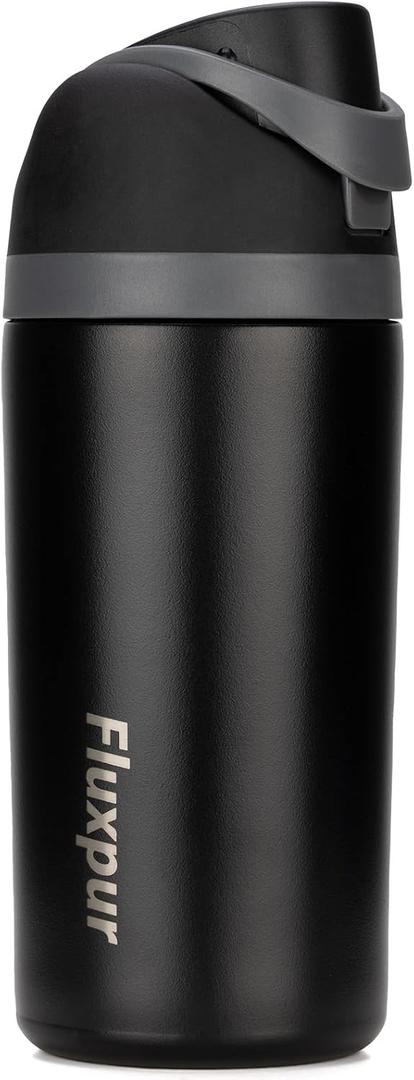 Insulated Water Bottle Sports Stainless Steel Water Bottle with Straw Travel Leakproof,19 Oz,Black 10