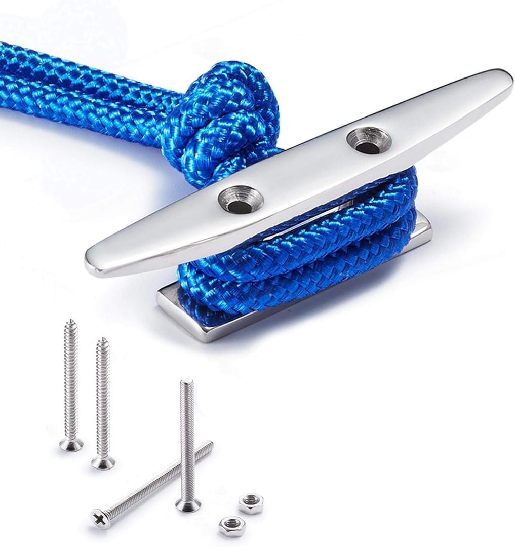 Boat Cleat Open Base Boat Cleat 6 inch, Dock Cleat All 316 Stainless Steel Boat Mooring Accessories, Include Installation Accessories Screws
