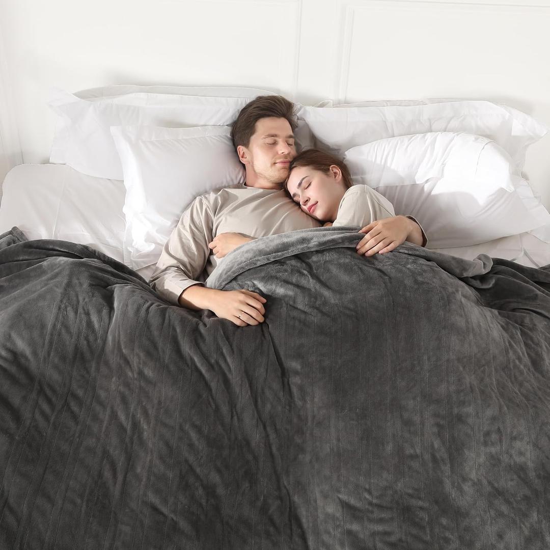 Heated Blanket Queen Size, Soft Cozy Upgraded Flannel Electric Blanket Dual Control with 5 Heating Levels & 10 Hours Auto Off, Fast Heating & ETL & FCC Certification, 84" x 90", Silver Gray