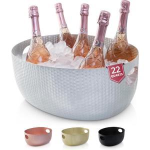 Gusto Nostro Large Beverage Tub for Parties - Metal Tub for Wine Bottles,Champagne,Beers - High Capacity Ice Bucket for Drinks - Extra Large Ice Buckets for Parties (22 qt) Outdoor Party Drink Bucket