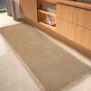 tchdio Waffle Bath Mat-Runner Rug, Super Absorbent Non Slip Bath Mats for Bathroom Machine Washable Long Rugs with Tassels, Bath Rugs for Bathroom Floor Beside Tub, 2' x 6' (Brown)