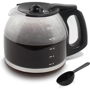 12-Cup Replacement Coffee Carafe Compatible with Mr. Coffee Coffee maker Pot, Replace Part# PLD12 PLD12-RB Series, Black Handle (Classic)