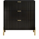 Modern 3-Drawer Nightstand Bedside Table End Table Furniture - Black