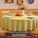 Biscaynebay Fall Round Tablecloth 60''-Gold Thanksgiving Autumn Harvest Gathering Jacquard Fabric Damask Table Cloth, Small Circle Folding Table Covers Kitchen Dinner Dining Picnic Holiday Parties