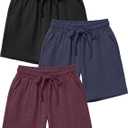 3 Pack Toddler Girls Bermuda Shorts | Long Shorts, School, Uniform, Knee Length, Wide Leg, Elastic Waistband, Drawstring, Summer, Sports, Outings, Size 18M-5T (Gray)