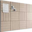Bumusty Large Cork Board Alternative-48 x 36" Felt Bulletin Board Tiles, with 30 Pushpins, 70 Adhesive Tabs, Bold-Stripe 12-Pack, Cork Boards for Office Push Pin Board Felt Board-Taupe