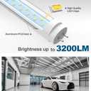 JESLED 4FT LED T8 Type A+B Tube Lights, 24W(65W Equivalent), 3200LM, 6000K, Single or Double End Powered, Plug and Play or Ballast Bypass, 4 Foot T10 T12 Fluorescent Bulbs Replacement, Clear(4-Pack)