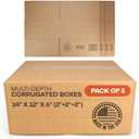 Multi-Depth Corrugated Shipping Boxes 14"L x 12"W x 6"H, 5-Pack