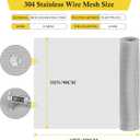fowong 304 Stainless Steel Mesh Window Screen Roll 35INx10FT Silver Metal Window Screen Replacement, Wire Mesh for Door, Patio, Porch, Chicken Pet Cages, DIY, Easy to Cut and Install (20 x 22 Mesh)