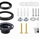 RV Toilet Seal and 3" Socket Floor Flange Kit for Dometic 300 310 320 RV Toilets, replacing socket flange 385345892, flush seal 385311658, and base seal 385311652, all-in-one combo kit - Black
