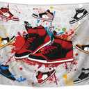 SVBright Retro Basketball Shoes Tapestry 59Hx78W Inch Sneaker Decorations Party Sports for Boys Aesthetic Cool Graffiti Funny Colorful Fabric Wall Hanging Home Decor Art for Living Room Bedroom Dorm (Red Black)