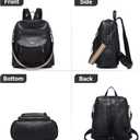 WYFJNX PU Leather Womens Backpack Purse Ladies Backpack Handbag Fashion Shoulder Bag Small Travel Bag Black