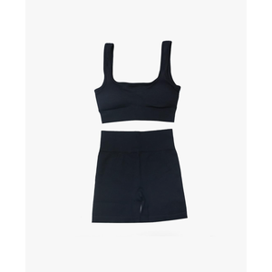 Two Pieces Workout Outfits For Women Seamless Crop Tank Top High Waist Sports Shorts Set Gym Yoga Exercise Sets M