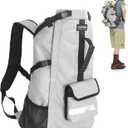 Dog Backpack Carrier for Small Dogs - 4-Layer Protection, Under 24 lb, Waterproof, Adjustable Dog Hiking Backpack with Storage Pockets, Reflective Strips, Non-Slip Handle for Travel - Grey