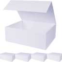 Aimyoo 5 Pack White Magnetic Gift Boxes with Lids 13.8x9x4.3 in, Large Bridesmaid Groomsman Proposal Box, Rectangle Collapsible Box for Present Graduation Birthday Wedding Storage,1 Count (Pack of 5)