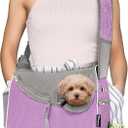 PetAmi Small Dog Sling Carrier, Soft-Sided Crossbody Puppy Carrying Purse Bag, Adjustable Sling Pet Pouch to Wear Medium Dog Cat Travel, Dog Bag for Traveling, Poop Bag Dispenser, Max 10 lbs, Purple