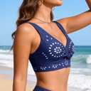 RIHOAS Women's Bikini Top Supportive Swimsuit with Built in Bra, Cut Out Swim Bathing Suit Top 2026 Sport Bra Swimsuit Top Navy-S (Blue, S)