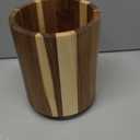 Acacia Wood Utensil Holder for Kitchen Counter, 360 Rotating 7.2" Wooden Cooking Utensil Crock for Countertop, Farmhouse Kitchen Decor
