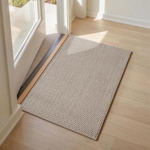 Sunfly 2x3 Entryway Rug with Non Slip Rubber Backing Beige
