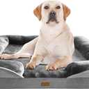 Orthopedic Dog Bed with Sides - Dog Sofa Beds for Extra Large Dogs, Supportive Foam Pet Couch Bed with Washable Removable Cover, Waterproof Lining and Non-Slip Bottom, Grey - XL (42.0"L x 32.0"W x 6.5"Th)