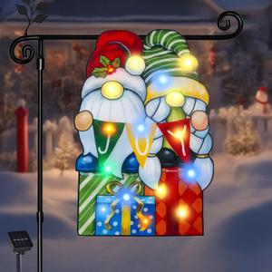 Lighted Christmas Garden Flag 18x12, 8 Modes Double Sided Solar Christmas Decorations Outdoor LED Navidad Flag, Christmas Yard Decorations for Xmas Patio Lawn Door Porch (Dwarf Multicolor) Lighted Christmas Garden Flag 18x12, 8 Modes Double Sided Solar Christmas Decorations Outdoor LED Navidad Flag, Christmas Yard Decorations for Xmas Patio Lawn Door Porch (Dwarf Multicolor)