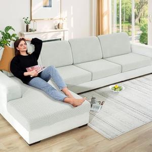 【Clearance】 Stretch Individual Cushion Covers Large Sofa Seat Cushion Slipcovers Soft Couch Cover Replacement Large Checkered Furniture Protector with Elastic Bottom (3 Pcs XL Cushion Covers, Ivory) 【Clearance】 Stretch Individual Cushion Covers Large Sofa Seat Cushion Slipcovers Soft Couch Cover Replacement Large Checkered Furniture Protector with Elastic Bottom (3 Pcs XL Cushion Covers, Ivory)