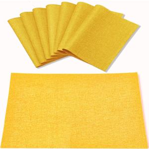 Cloth Yellow Placemats Set of 8, Linen Type Fabric Placemats Machine Washable Heat Resistant Placemats Polyester Place Mats for Halloween, Thanksgiving and Christmas Dining Table (Yellow)
