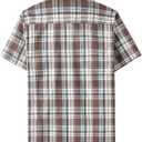 JOGAL Mens Plaid Button Down Shirts Mens Short Sleeve Western Shirts Two Pocket Regular Fit Mens Button Up Casual Shirts (Brown, XXL)