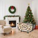 Firewood Rack Outdoor Indoor, 30 inch Metal Wood Rack Heavy Duty Firewood Holder, Sturdy Fireplace Log Holder Fire Wood Storage Racks