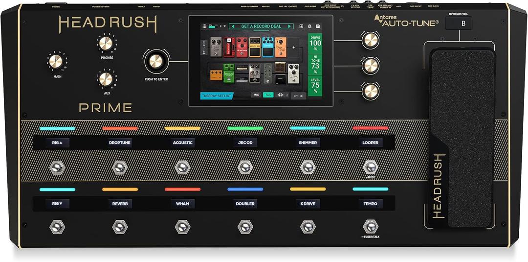 HeadRush Prime - Guitar and Vocal Multi Effects Pedal and Amp Modeling Processor with Amp Cloner, Antares Auto-Tune, WiFi, Touchscreen, Looper and Bluetooth