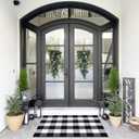 SEEKSEE Buffalo Plaid Outdoor Rug 27.5x43 Black and White Front Door Mat, Layering Rug for Porch, Washable Doormat, Cotton Area Rug for Outdoor Entrance Entryway Patio Porch Decor