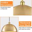 Gold Pendant Lights, 11.8" Farmhouse Pendant Light for Kitchen Island, Vintage Pendant Light Fixtures for Dining Room, Living Room, Bedroom, Dome Pendant Lighting, 2 Pack