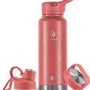 IDEUS Insulated Stainless Steel Water Bottle with 2 Leak-Proof Lids, Thermal Water Flask for Hiking Biking, 40oz, Red